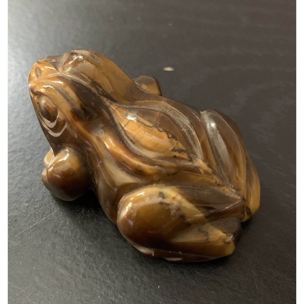 Tigers Eye Carved Frog, Natural Tigers Eye Carved Frog